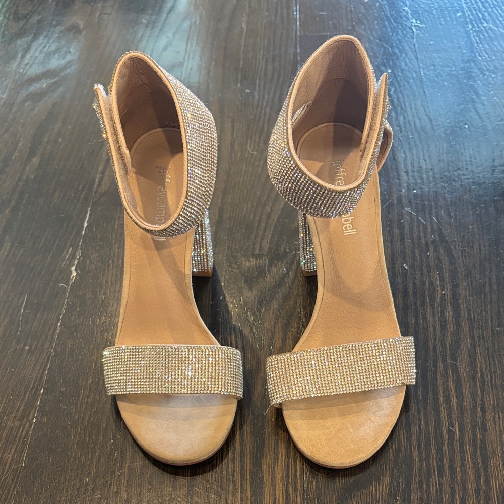 Jeffrey Campbell Silver Rhinestone Heels NEVER WORN from Anthropologie